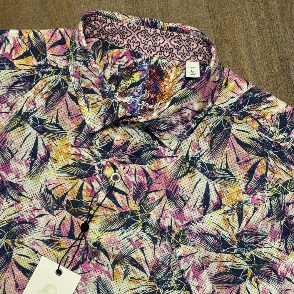 Robert Graham Rory Men's Short Sleeve Button-Up Multi Color Size Large NWT